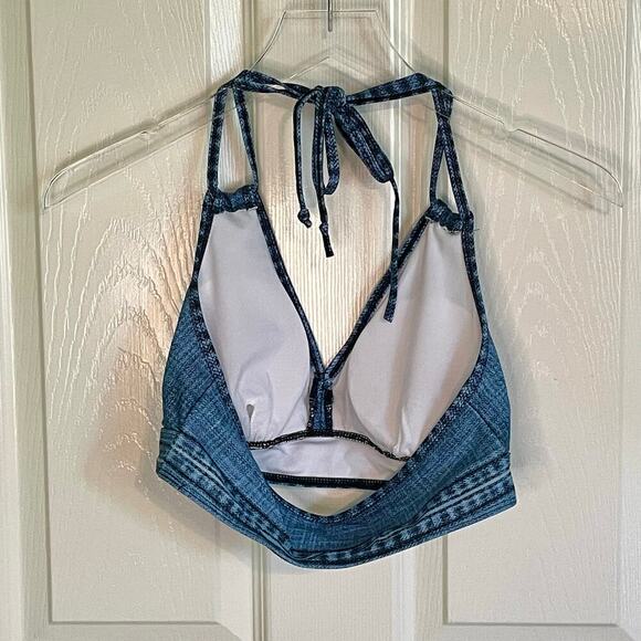 NWOT No Brand Denim Patches High Waisted Halter Bikini Shorts Women's Size Small - Picture 8 of 12